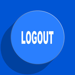 logout blue web flat icon