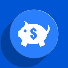 piggy bank blue web flat icon