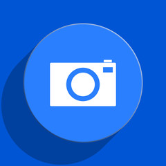 camera blue web flat icon