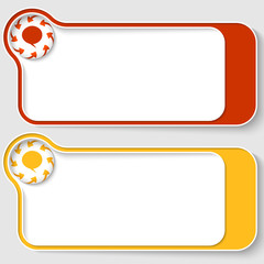 set of two abstract text boxes with arrows and speech bubble