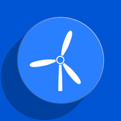 windmill blue web flat icon