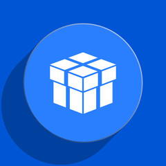 box blue web flat icon