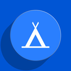 camp blue web flat icon