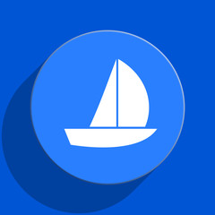 yacht blue web flat icon