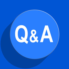 question answer blue web flat icon