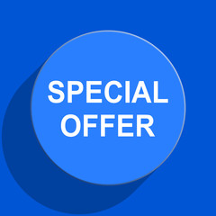 special offer blue web flat icon