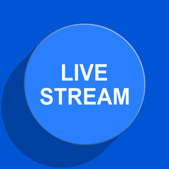 live stream blue web flat icon