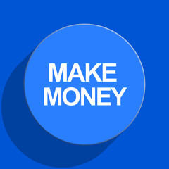 make money blue web flat icon