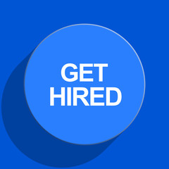 get hired blue web flat icon