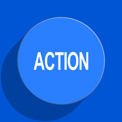 action blue web flat icon