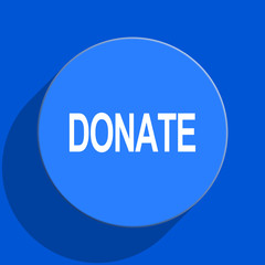 donate blue web flat icon
