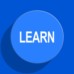 learn blue web flat icon