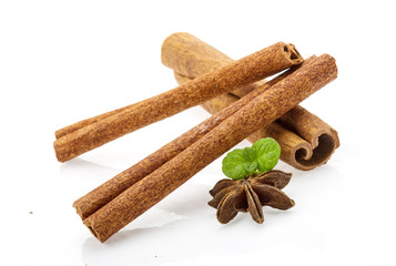 Cinnamon with mint leaf and star-anise