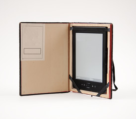 E-book reader in a case made of an old book