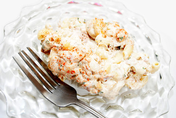 Macaroni Salad with Tuna and Mayo Served
