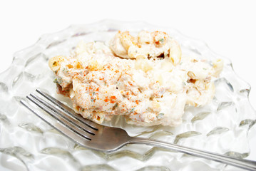 A Serving of Cold Pasta Salad with Tuna