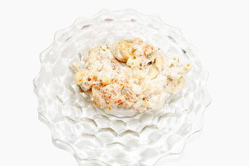 Top View of Macaroni Salad with Mayo and Tuna