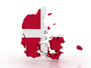 3D map of Denmark with flag