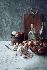 Still Life with Shallots and Garlic