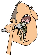 Man eating pasta