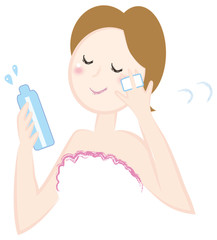 スキンケアする女性