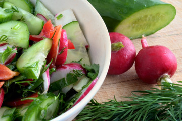 salad of cucumbers and radish
