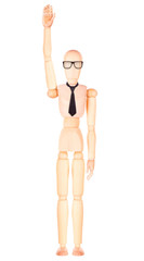 businessman raising his hand to give an answer