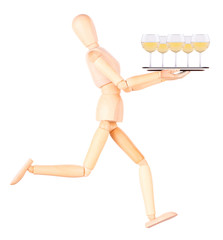 wooden Dummy waiter with wine on tray