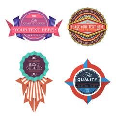 set of vector retro color logo labels and vintage style banners