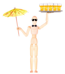 wooden Dummy waiter with beer on tray