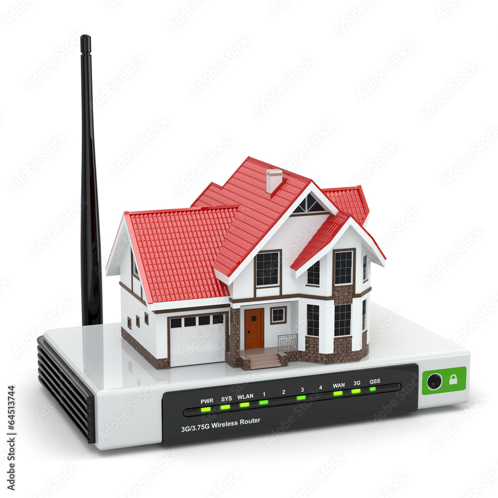 Aufkleber home wireless network. house on wi-fi router.