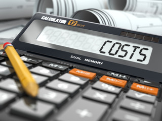 Concept of costs calculation, Calculator. - obrazy, fototapety, plakaty