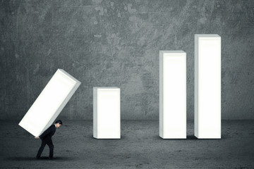 Businessman is building business diagram