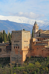 Comares Tower of the Alhambra in Granda, Spain vertical
