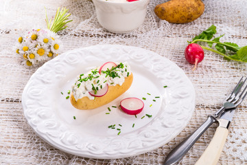New potatoes with spring curd