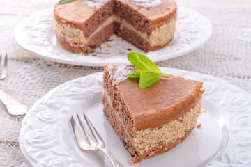 chocolate cakes with nut filling