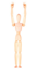 wooden Dummy raising  with two fingers up