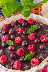 chocolate tartelette with forest fruits