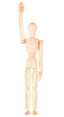 wooden Dummy raising his hand to give an answer