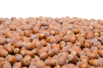 Perspective view of a lot of hazelnuts