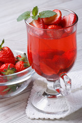 Delicious strawberry fragrant drink on the table