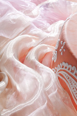 Fototapeta premium Wedding cake with satin