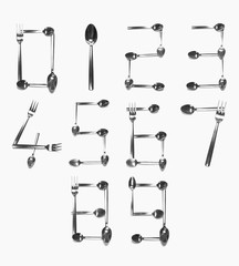 Numbers written with cutlery