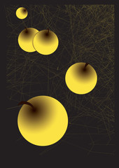 Yellow apples on a black background