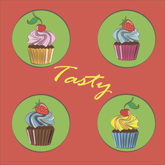 delicious chocolate muffins with sweet whipped cream