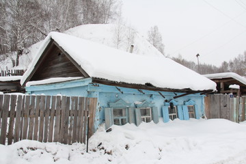 Beautiful example of local architecture in a village in Russia