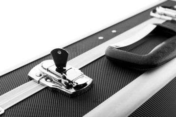 Metal briefcase isolated on white background