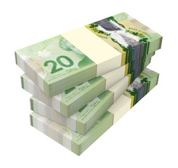 Canadian dollars money isolated on white background.