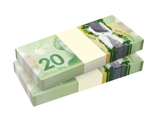 Canadian dollars money isolated on white background.