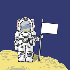 Astronaut with flag on planet